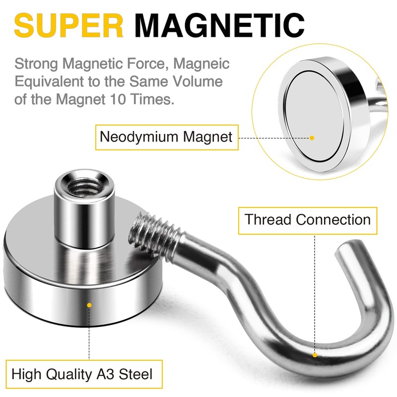 DIYMAG Magnetic Hooks, 30Lbs Strong Heavy Duty Cruise Magnet Hooks