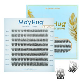 MH Wimpern Extensions Flauschig Cluster Lashes Super Soft Wispy Natürliches Aussehe Falsche Wimpern 7 Times 0.05 Superdünnes Band Easy DIY Lashes at Home (96PCS, 8-16mm, Stormy)