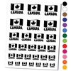 Canada with Waving Flag Cute Temporary Tattoo Water Resistant Fake Body Art Set Collection - Black (One Sheet)
