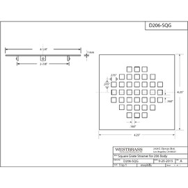 Westbrass D206-SQG-07 4-1/4" Square Shower Drain Cover, Satin Nickel