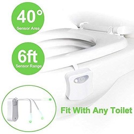 zalati Toilet Night Light 8-Color Motion Sensor Activated LED Lamp for Bathroom Restroom
