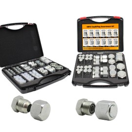 128 PC JIC and ORFS Master Industrial Hydraulic Cap and Plug Hose Tube and Pipe Fitting Kit Cap and Plug Kit Precision Threading in ORFS and JIC 37° Dash Sizes 4 6 8 10 12 16