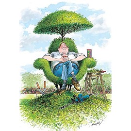 Humorous Birthday Card - (LD-RB3-2084/01) - Man Sat in Topiary Chair -The Rainbow Cards Range