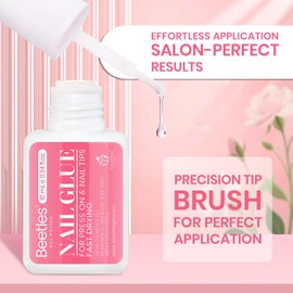 Beetles 10ML Super Strong Nail Glue for Press Ons, Nail Tips, Acrylic Nails No Uv Light Needed Nail Bond Brush in Nail Glue for Press On Nails Fake Nails Long Lasting for Beginners DIY Home