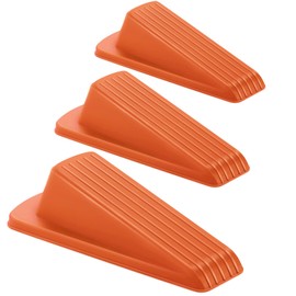 Crosize Door Stoppers for Floor Rubber Door Stop Wedge, Door Gaps and Prevent The Lock-Outs,Floor Sturdy Stackable Door Stop for Carpet Heavy Duty Door (3 Pack, Orange)