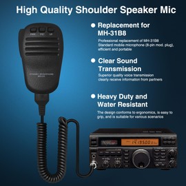 MH-31B8 Handheld Speaker Mic 8-Pin Microphone Fit for Yaesu FT-847 FT-920 FT-950 FT-2000 FT-1000 FT-1000MP FT-1000D FT-2000D FTDX1200 FTDX3000 FTDX3000D FTDX3000DS Two Way Walkie Talkie Mic