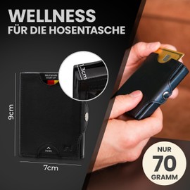 Gentlemen's® Fold Wallet - Men's Wallet with Coin Compartment & RFID Protection - Wallets, ID & Card Sleeves for Men - Small Card Case, Compact & Elegant, black, XL coin compartment