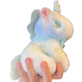 Amily, 4 Types, Rainbow Color Unicorn Keychain, Matchy, Fluffy, Cute, Teddy Bear, Stylish, Plush Toy, Present, Strap, Keyring, green