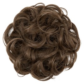 JJstar Large Fake Hair Bun Lightweight for Hair Elastic Synthetic Hair Wavy Real Hair Ponytail Thick Hair Updo for Women and Girls