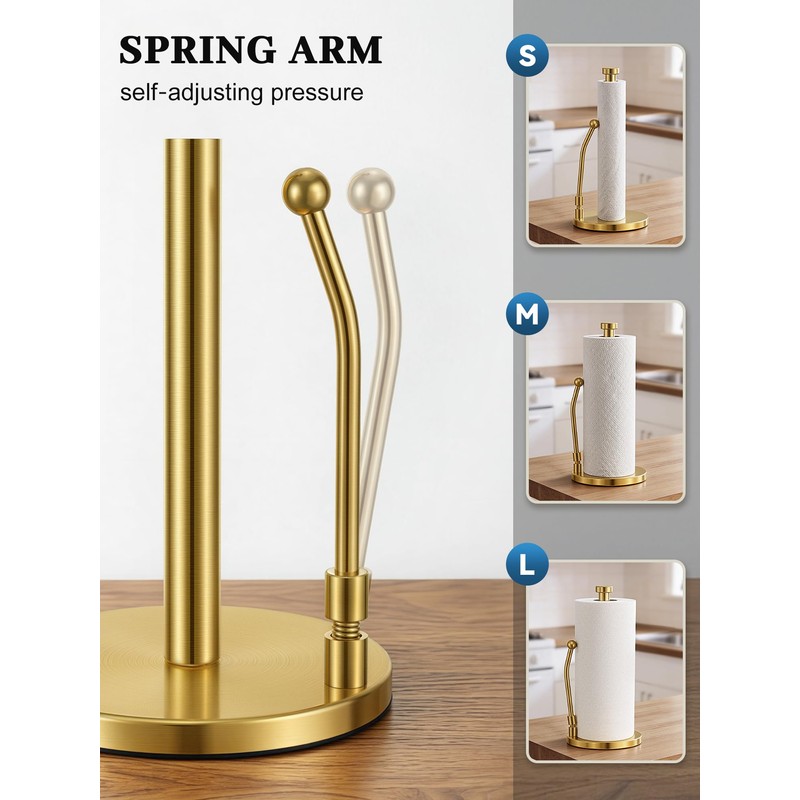 SMARTAKE Paper Towel Holder, Paper Towel Dispenser Standing Weighted Base