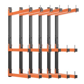 6 Pack Lumber Rack Wall Mount, Heavy Duty Wood Storage Racks, 9-Level System Organizer Shelving, 1080 LBS Capacity Hanging Garage Shelves, Orange Brackets Utility Metal Shelf for Indoor and Outdoor