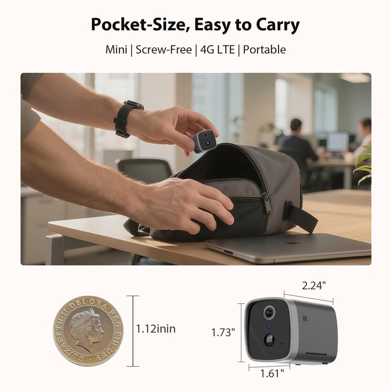EIOTMART 4G LTE Indoor Security Camera with 1-Year Unlimited Data
