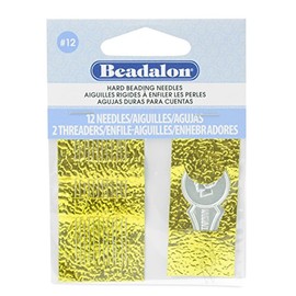 Beadalon Agujas duras #12 12 piezas + 2 enhebradores
