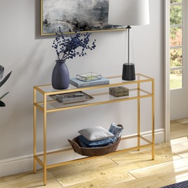 Siviline 42'' Wide Rectangular Console Table in Brass