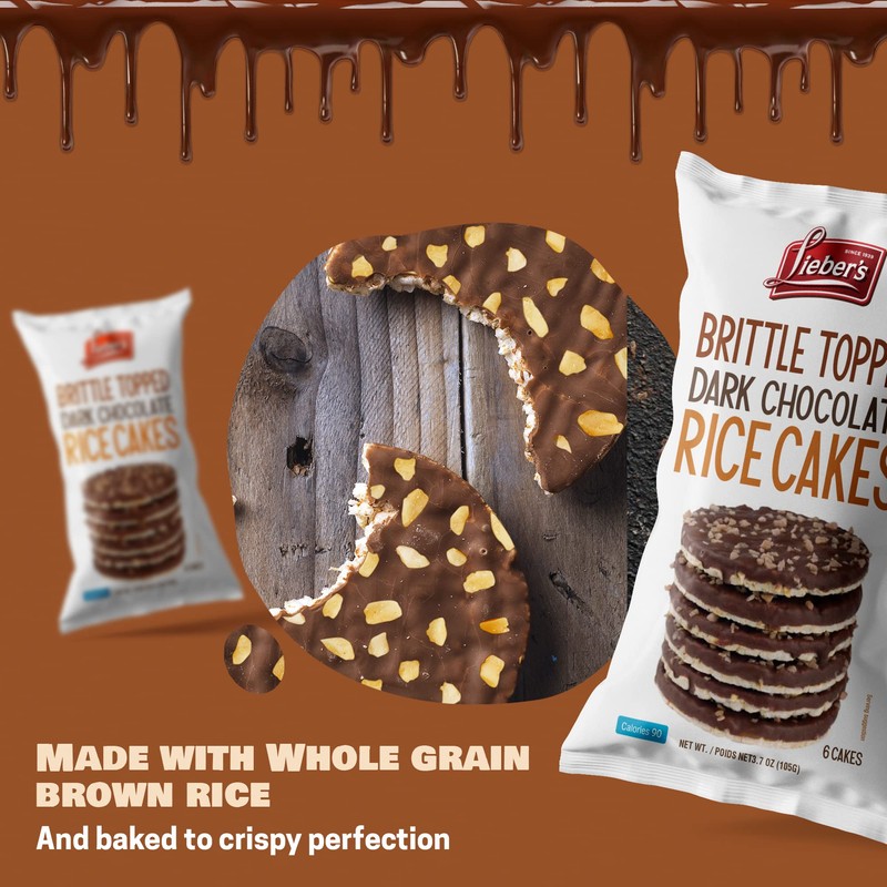 LIEBERS Thin Chocolate Rice Cakes, Kosher Certified Dairy and Dairy
