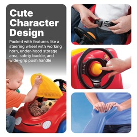 Step2 Push Around Buggy Kids Push Car, Ride On Car with Seat Belt and Horn, Toddlers Ages 18 Months - 3 Years Old, Max Weight 50 lbs., Easy Storage, Ideal Stroller Substitute, Red