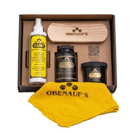 Obenauf's Leather Care Essentials Kit - 4oz Heavy Duty Leather Preservative - 8oz Leather Oil Leather Conditioner - 8oz Cleanit Leather Cleaner - Horsehair Brush - Cleaning Cloth