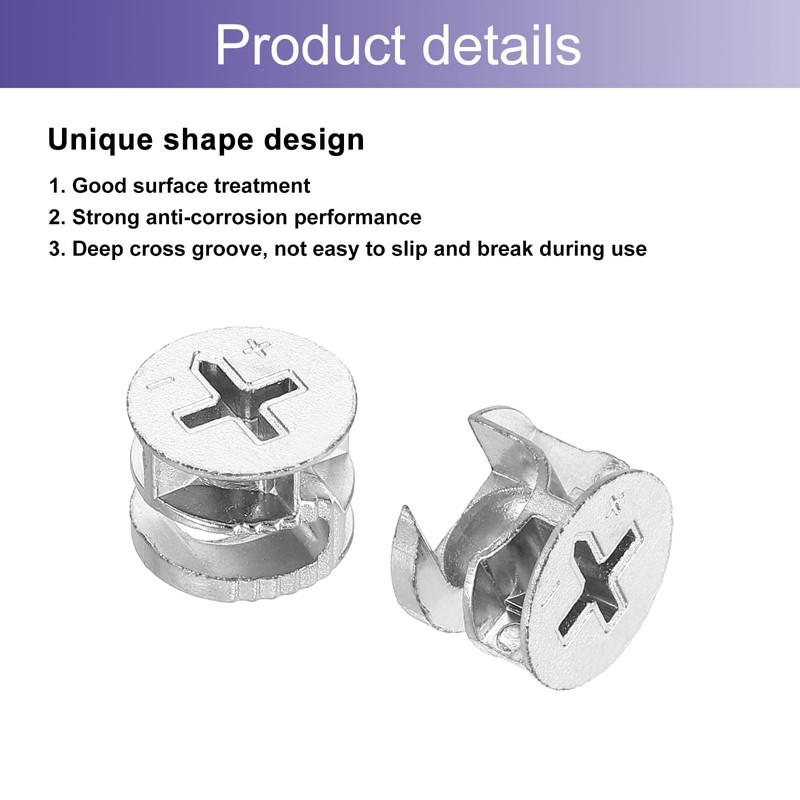 sourcing map Furniture Cam Lock Fasteners 15 x 12mm, 15Pcs