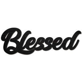 CREATCABIN Blessed Wood Sign Art Blessed Letter Sign Laser Cut Wood Decor Door Sign Wall Hanging Decoration Unfinished Color DIY Crafts Home Display Gift for Friends Housewarming Black 11.9x3.9 Inch