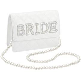 Weewooday Bridal Bag Pearl Bag Bride Clutch Gift Before Wedding Hen Party Accessories for Bachelor Party Women Ladies Girls Bridesmaid Gifts for Bridal Shower, White