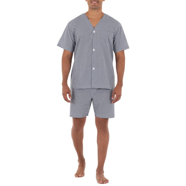 Fruit of the Loom Men's Broadcloth Short Sleeve Pajama Set,