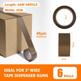 GRIFEMA GRIFEMA GA4004-6, 6 Rollen Ger?uscharmes Paketklebeband, Paketband fr Versand, Umzug und Lagerung, Braun Verpackungsband, 66 m x 50 mm