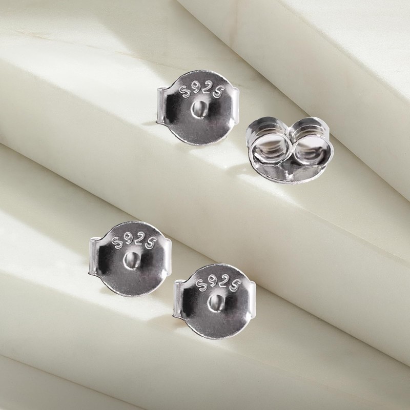 HESSION 4 PCS 925 Silver Earring Backs Replacements 18K White