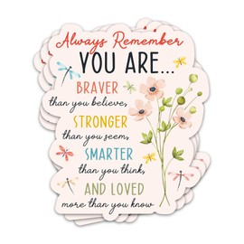 3PCs You are Braver Than You Believe Sticker Inspirational Positive Affirmation Sticker Motivational Uplifting Mental Health Waterproof Vinyl Stickers for Water Bottle Journal Laptop Decals 3"x2.5"