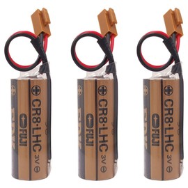 zoyfayl 3 Pack CR8 LHC 17450 Battery for Fuji CR8.LHC A02B-0200-K102 Fanuc A98L-0031-0012 3V Backup Battery with Brown Plug (3 Pack)