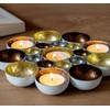 ZEYA Tea Light Holder, Gold/Silver/Copper-Coloured, Metal, Perfect Table Decoration for
