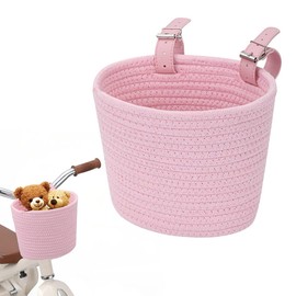 Bicycle Basket Kids Front Pink Cotton Waved Micro Scooter Basket Girls Bicycle Storage Carrier Bag for Children Tricycles Balance Bicycle