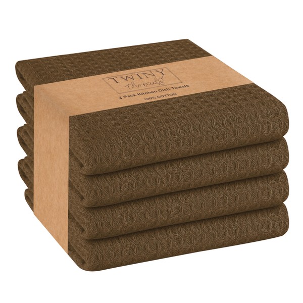 TWINY threads Kitchen Towels Set of 4, 100% Soft Cotton