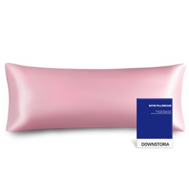 DOWNSTORIA Satin Body Pillow Cover Similar to Silk Body Pillow Pillowcase 1 Pack, Silky Envelope Closure Large Long Pillow Cases, Gifts for Women Men(20x54 Inches, Pink)