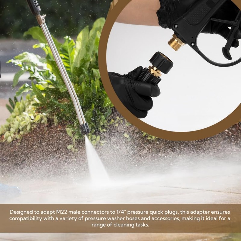 Pressure Washer Adapter,M22-15mm to 1/4 Quick Connect,Brass High-Pressure Coupling with