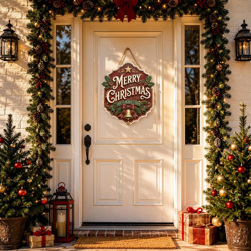 Christmas Door Hanging Sign,Wooden Christmas Door Sign,Christmas Decoration