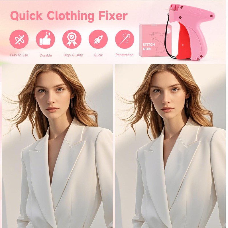 Stitch Gun for Clothes, Handheld Quick Sticky Sewing Tag Gun