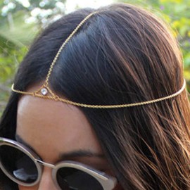 Diadema de vidrio dorado con diseño boho, para mujeres y niñas