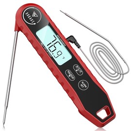 DOQAUS Termómetro digital de carne con doble sonda, termómetro de lectura instantánea para cocinar con luz de fondo y alarma, respuesta rápida 3s, son