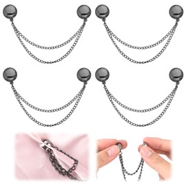 4 Uds Pinzas Magnéticas Multifunción para Ropa, Pinzas Magnéticas para Ropa de Aleación de Zinc Botones Magnéticos para Ropa Elegantes Pinzas Magnéticas para Ropa con Cadena (Negro Pistola)