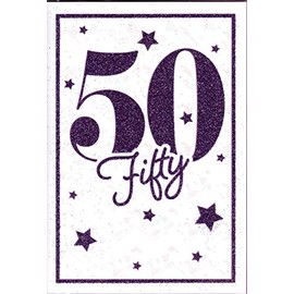 Happy 50th Birthday Card 50 Today - Fifty Purple Glitter - For Her Female Woman