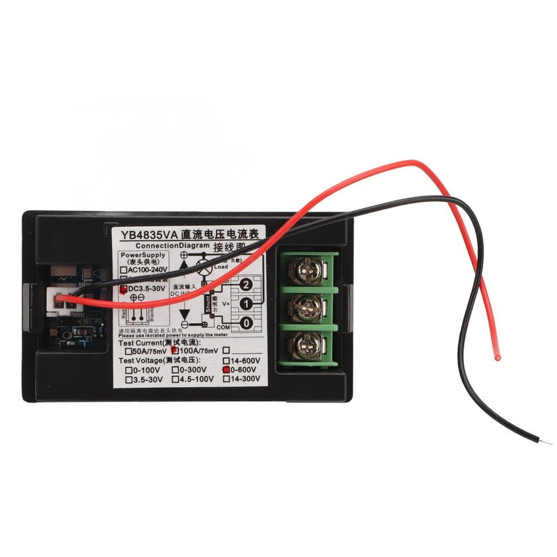 YB4835VA Digital Voltmeter Ammeter DC 600V 100A Decimal Point Automatic