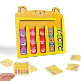 HOTUT Wooden Color Matching Puzzle Toy for Kids, Toys for 4 5 6 Year Old Boy Girls, Kids Montessori Boys Toys Age 4-5-6 Wooden IQ Puzzle Game Birthday Gifts, Educational Learning Toys with 15 Cards