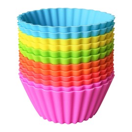 BiaoGan Silicone Cupcake Baking Cups, Multi Color Reusable Muffin Cup Liners, Rainbow Cupcake Wrappers, 6 Vibrant Colors (12pack(3.5x3.5x3.9 inch))