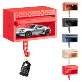 Wall Mount Car Key Holder with Auto Door Opener, 3D Key Holder Wall Mount, Key Organizer Wall Mount, Easy to Install Entry Key Holder (Red)