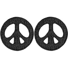 Ranger Return Set 2 of Small Cute Mini Peace Sign Rainbow Tiny Sew Iron on Embroidered Patches - Black (Peace-O-BK-MINI2)
