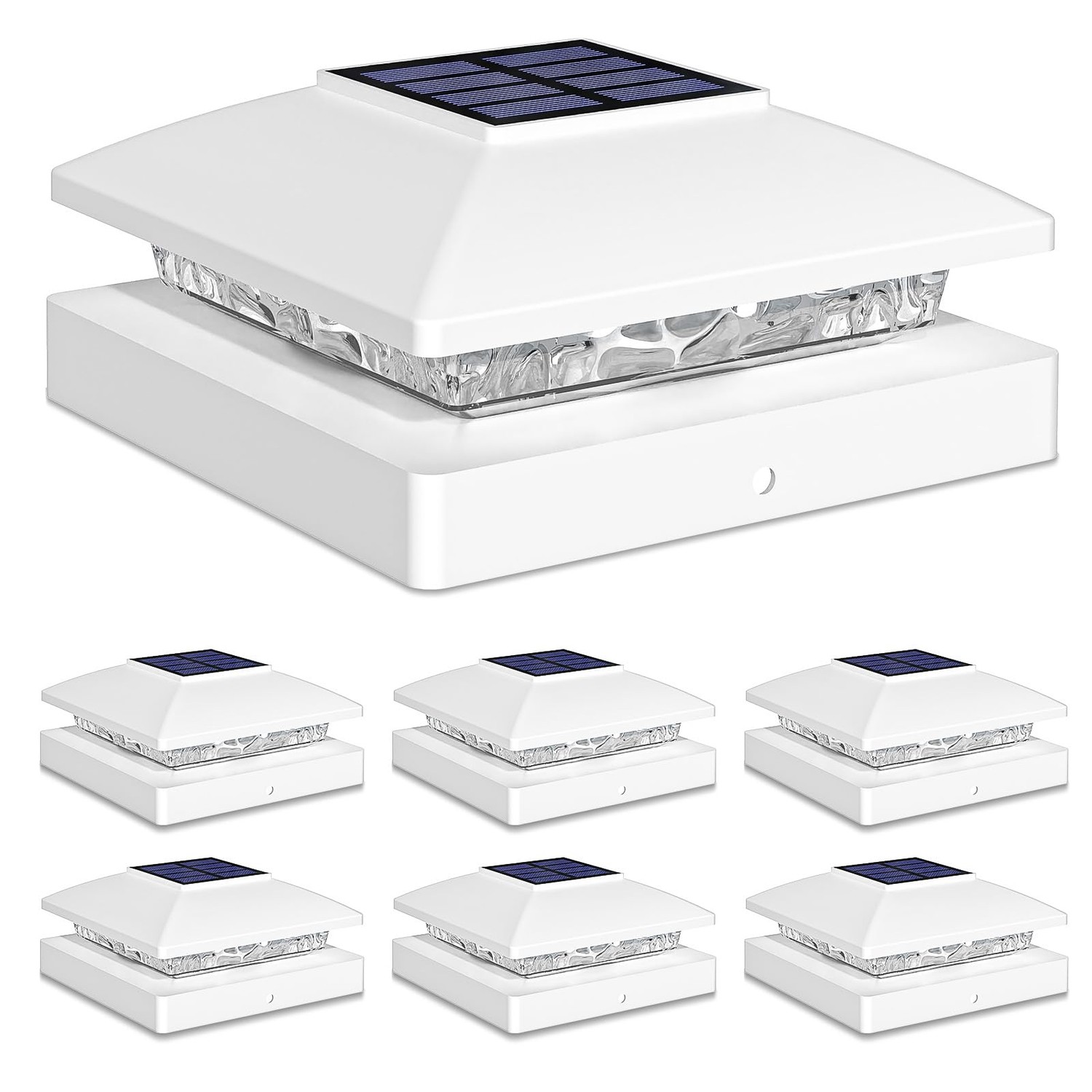 Solar Post Cap Lights Outdoor 6pack, White Waterproof Solar Powered ...