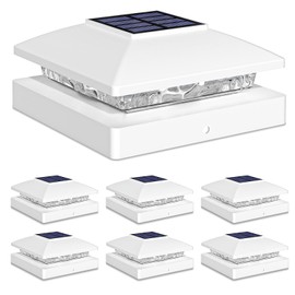 Solar Post Cap Lights Outdoor 6pack, White Waterproof Solar Powered Deck Fence Post Lights Fit 4x4 Wood/Vinyl Posts, Bright Warm White Solar Post Lights Decorate Deck, Patio, Porch, Fence