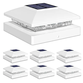 Solar Post Cap Lights Outdoor 6pack, White Waterproof Solar Powered Deck Fence Post Lights Fit 4x4 Wood/Vinyl Posts, Bright Warm White Solar Post Lights Decorate Deck, Patio, Porch, Fence