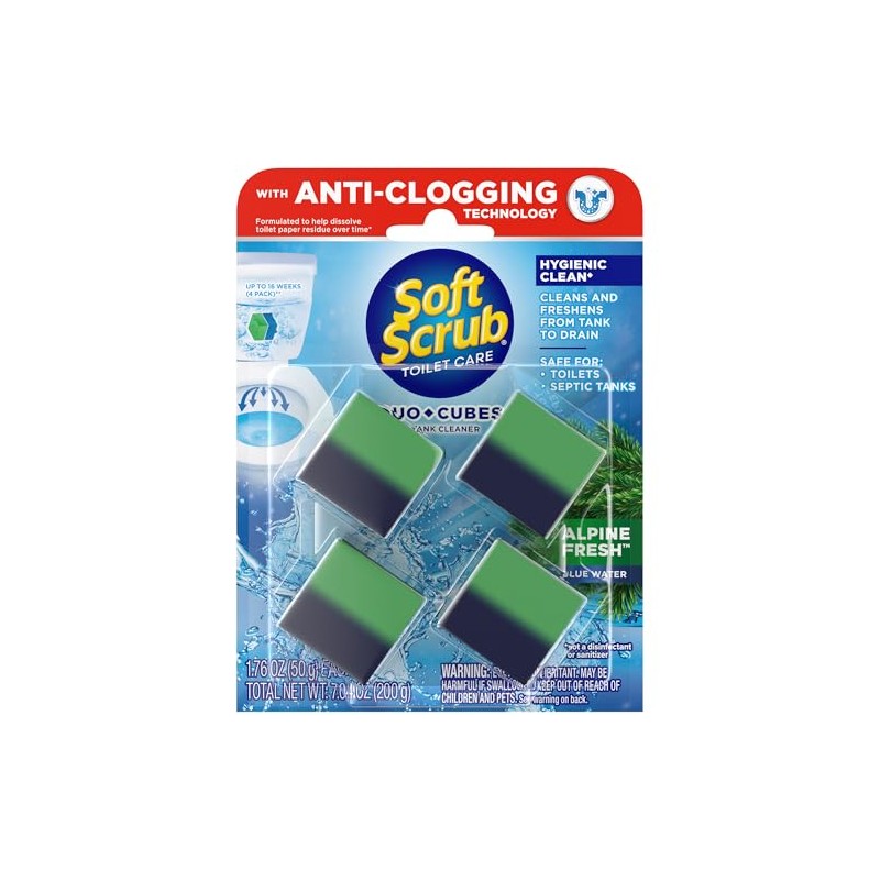 Soft Scrub In-Tank Toilet Cleaner Duo-Cubes, Alpine Fresh, 4Count