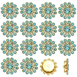 PATIKIL 200 Pcs Sew on Rhinestones, 14mm Flower Glass Rhinestones with Craft Gems Crystal Embellishments for Clothes Shoes Belt DIY Crafting Decoration, Lake Blue
